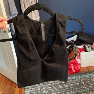 Ribbed Black Crop Top